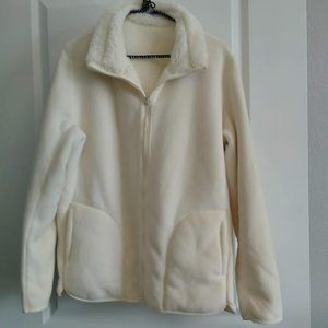 White Sherpa/fleece Bomber Jacket